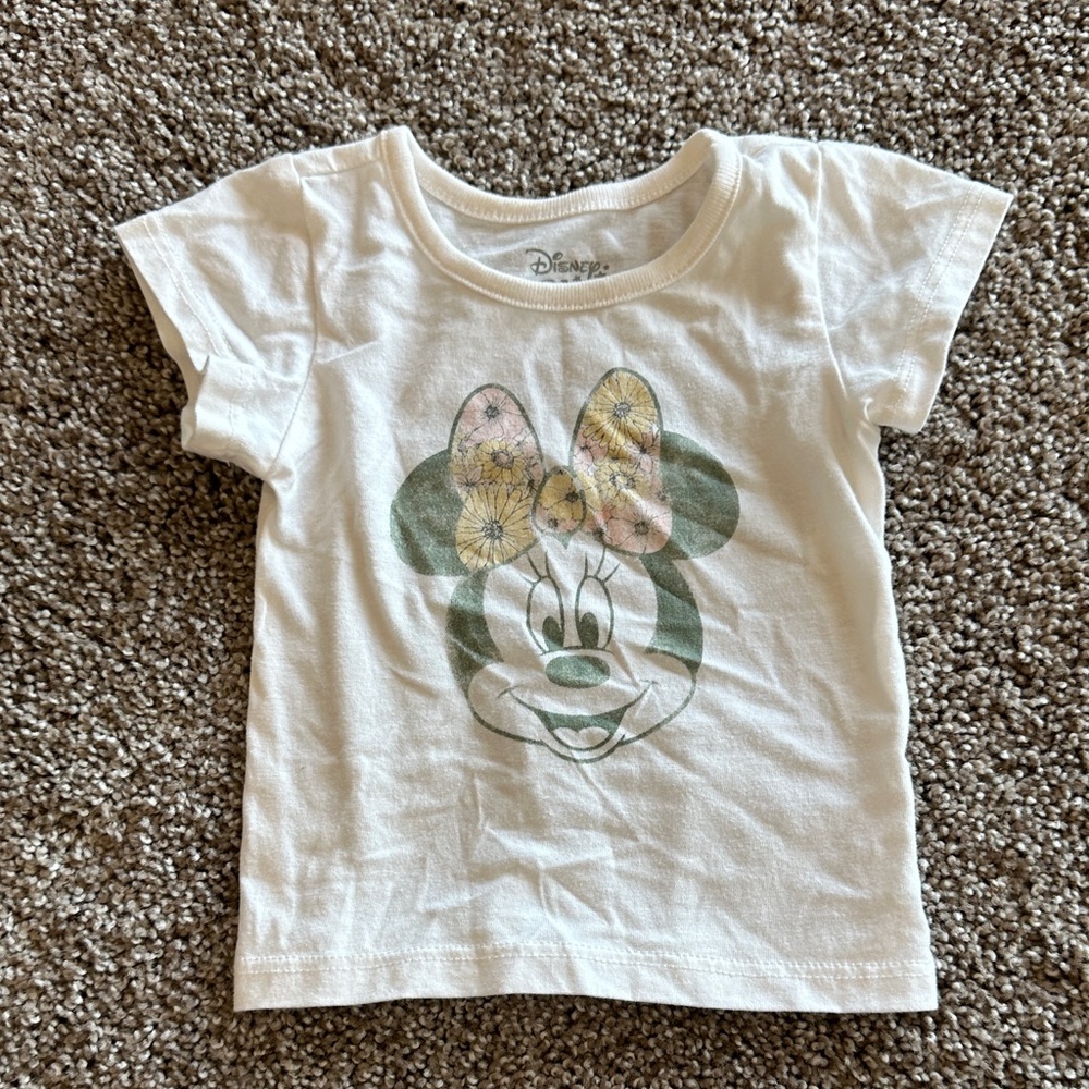 Disney White T-Shirt with Minnie Mouse Floral Design
